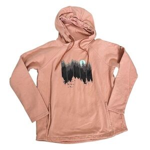 Columbia Blush Pink Hoodie Sweatshirt Forest Screen Print Womens Sz Medium